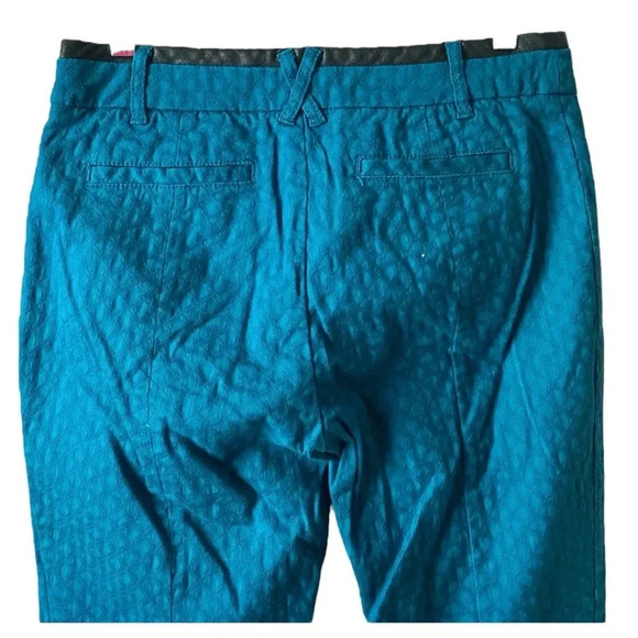 ANTHROPOLOGIE CARTONNIER | Green Jacquard Charlie Ankle Cotton  Pants Size 8 - Picture 7 of 9